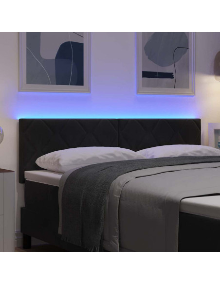 Testiera LED Nero 160 cm Velluto