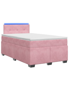 Letto con Box Spring, Materasso e LED Rosa 120 x 200 cm Velluto 2