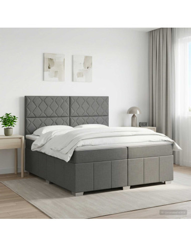 Letto box spring con materasso Grigio Scuro 200 x 200 cm