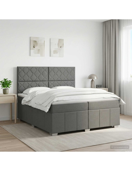 Letto box spring con materasso Grigio Scuro 200 x 200 cm
