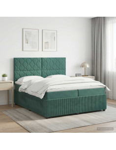 Letto Box Spring LED con Materasso Verde Scuro 200 x 200 cm