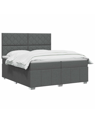 Letto box spring con materasso Grigio Scuro 200 x 200 cm