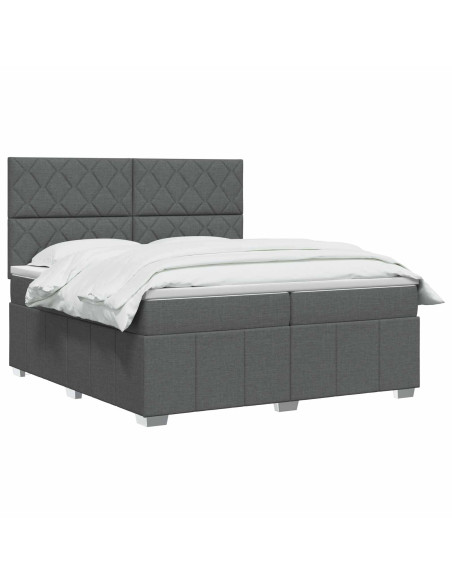 Letto box spring con materasso Grigio Scuro 200 x 200 cm