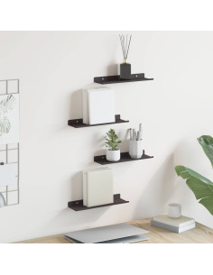 Mensola sospesa 4 pz Nero 30 x 9 x 2,5 cm Acciaio