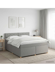 Letto box spring con materasso Grigio Chiaro 160 x 200 cm
