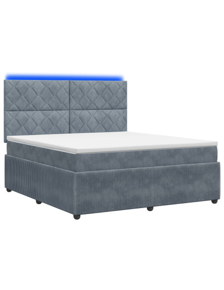 Letto Box Spring LED con Materasso Grigio Scuro 140 x 200 cm