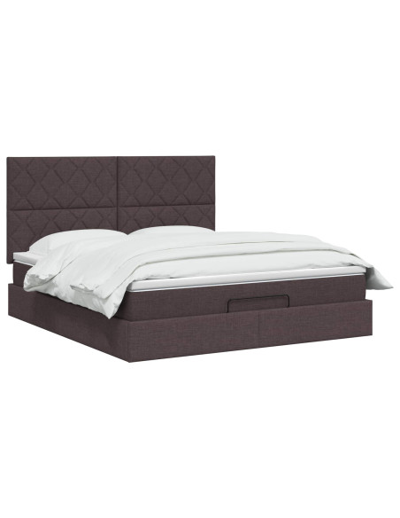 Letto Ottomano con Materasso e LED Marrone Scuro 140 x 200 cm
