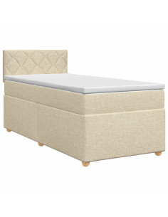 Letto box spring con materasso Crema 100 x 200 cm Tessuto 2