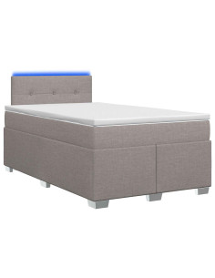 Letto con Box Spring, Materasso e LED Tortora 120 x 190 cm 2