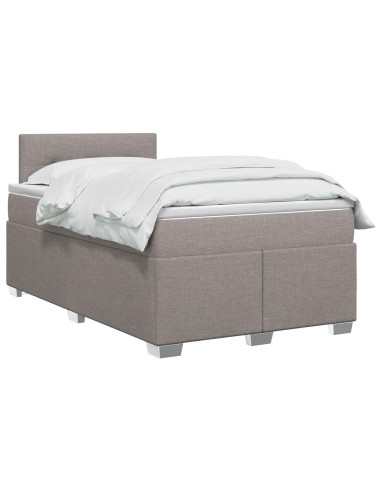 Letto con Box Spring, Materasso e LED Tortora 120 x 190 cm