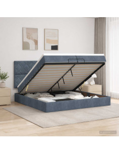 Letto ottomano con materasso Grigio Scuro 200 x 200 cm Velluto