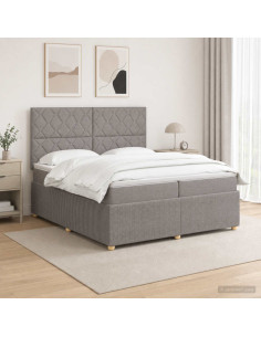 Letto box spring con materasso Tortora 200 x 200 cm Tessuto