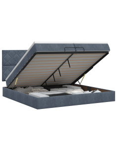 Letto ottomano con materasso Grigio Scuro 200 x 200 cm Velluto 2