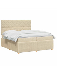 Letto box spring con materasso Crema 200 x 200 cm Tessuto 2