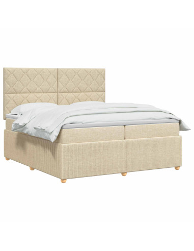 Letto box spring con materasso Crema 200 x 200 cm Tessuto