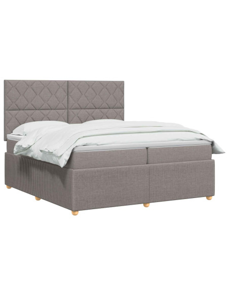 Letto box spring con materasso Tortora 200 x 200 cm Tessuto