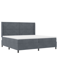 Letto a molle con strisce LED Grigio scuro 200 x 200 cm Velluto 2
