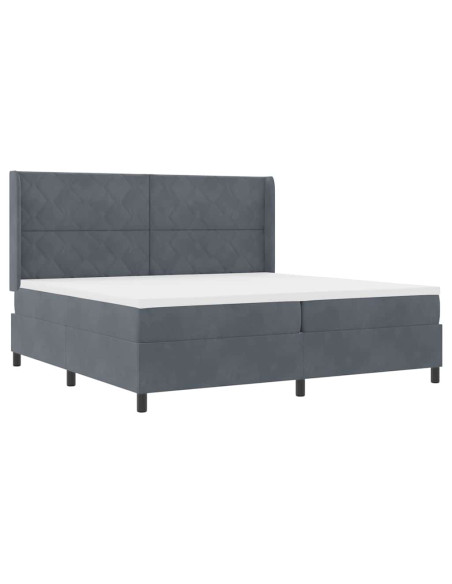 Letto a molle con strisce LED Grigio scuro 200 x 200 cm Velluto