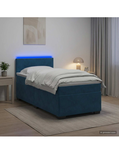 Letto con Box Spring, Materasso e LED Blu 80 x 200 cm Velluto
