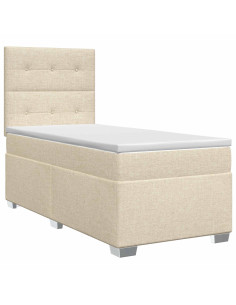 Letto box spring con materasso Crema 80 x 200 cm Tessuto