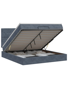 Letto ottomano con materasso Grigio Scuro 140 x 190 cm Velluto