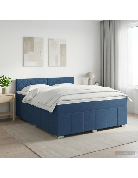 Letto box spring con materasso Blu 140 x 190 cm Tessuto