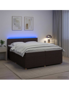Letto box spring con materasso Marrone Scuro 200 x 200 cm