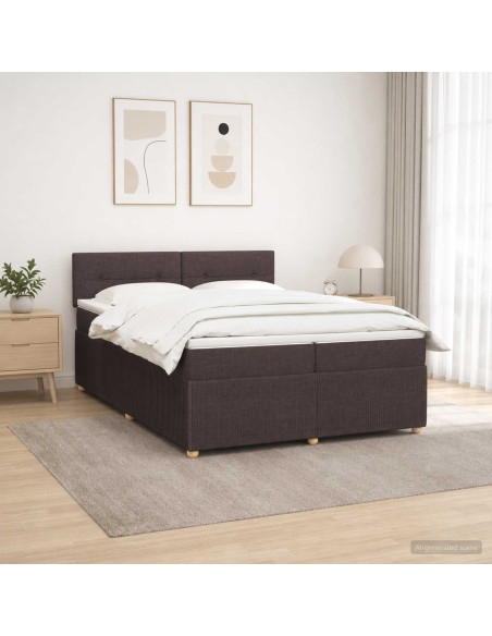 Letto box spring con materasso Marrone Scuro 200 x 200 cm