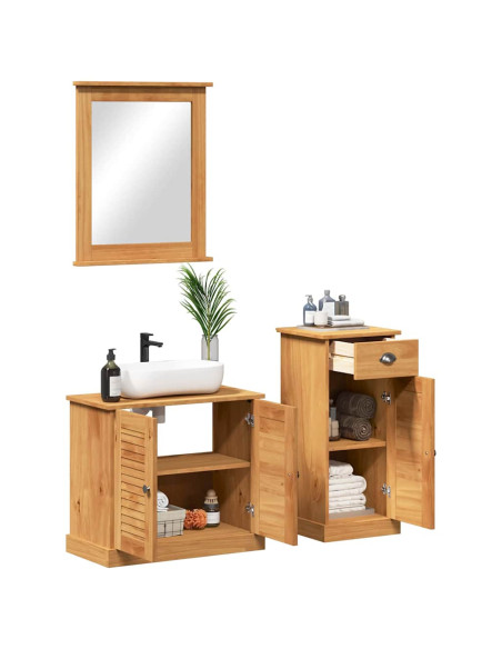Set di mobili per il bagno VIGO 3 pz Marrone miele