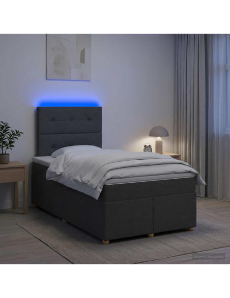Letto box spring con materasso Grigio Scuro 120 x 200 cm