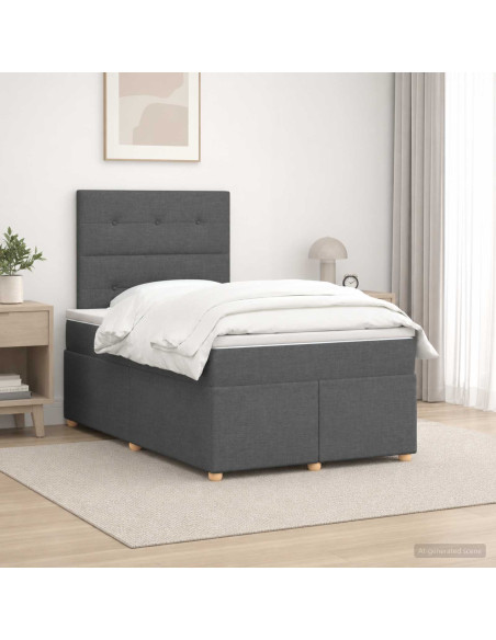 Letto box spring con materasso Grigio Scuro 120 x 200 cm