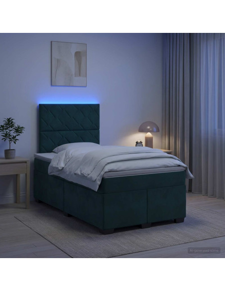Letto box spring con materasso Verde Scuro 120 x 190 cm Velluto