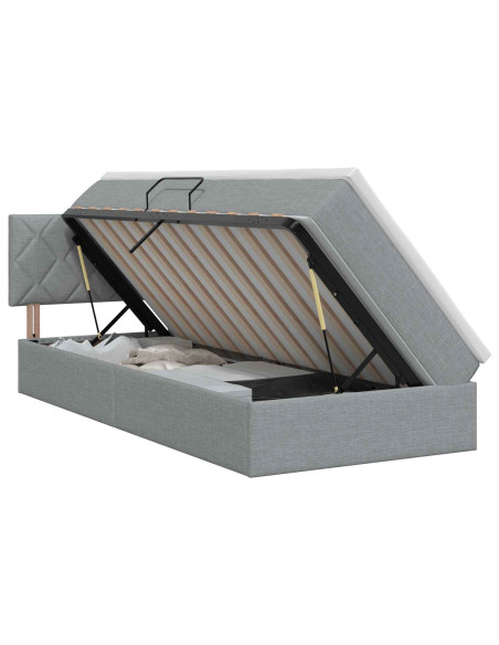 Letto con contenitore e materasso Grigio Chiaro 100 x 200 cm