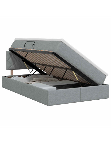 Letto con contenitore e materasso Grigio Chiaro 120 x 200 cm