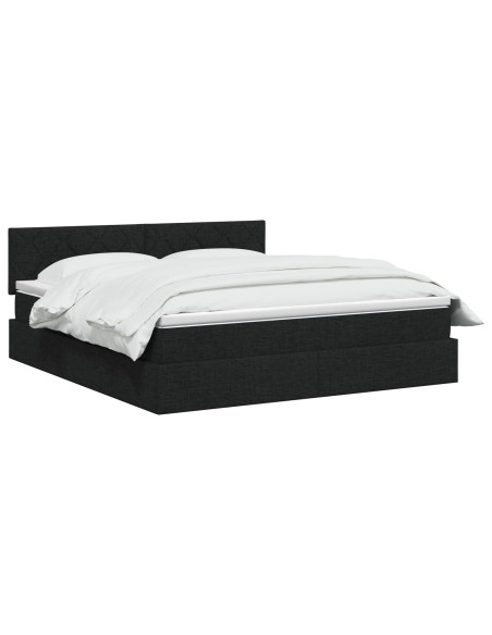 Letto con contenitore e materasso Nero 140 x 190 cm Velluto
