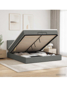 Letto Ottomano con Materasso e LED Grigio Scuro 200 x 200 cm