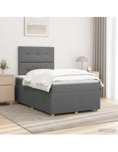 Letto Box Spring LED con Materasso Grigio Scuro 120 x 200 cm