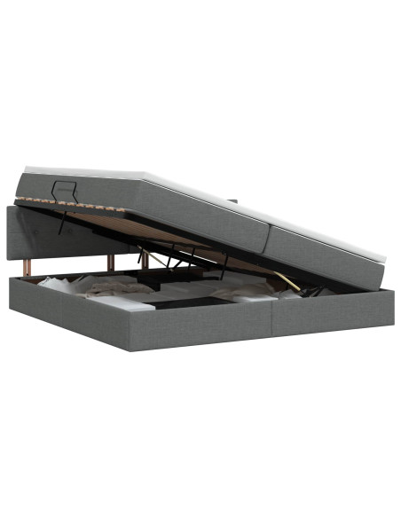 Letto con contenitore e materasso Grigio Scuro 200 x 200 cm