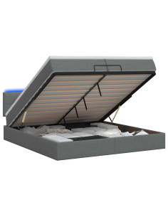 Letto Ottomano con Materasso e LED Grigio Scuro 200 x 200 cm 2