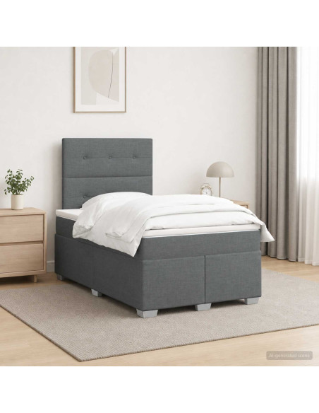 Letto box spring con materasso Grigio Scuro 120 x 200 cm
