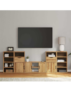 Mobile TV 5 pz con Contenitore ODDA in Legno Massello di Pino