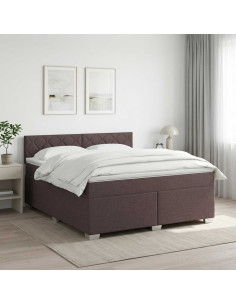 Letto box spring con materasso Marrone Scuro 140 x 190 cm