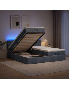 Letto Ottomano con Materasso e LED Grigio Scuro 160 x 200 cm