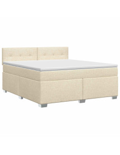 Letto box spring con materasso Crema 160 x 200 cm Tessuto