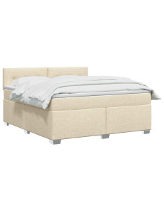 Letto box spring con materasso Crema 160 x 200 cm Tessuto 2