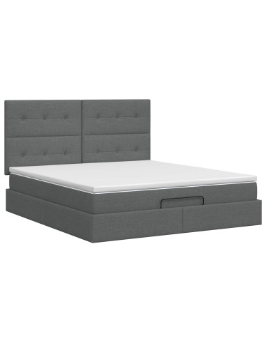 Letto ottomano con materasso Grigio Scuro 180 x 200 cm Tessuto
