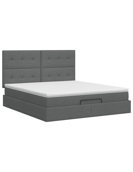 Letto ottomano con materasso Grigio Scuro 180 x 200 cm Tessuto
