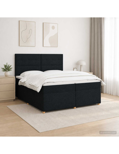 Letto box spring con materasso Nero 200 x 200 cm Tessuto