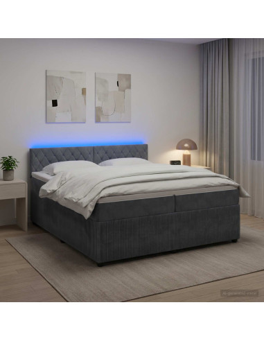 Letto box spring con materasso Grigio Scuro 200 x 200 cm