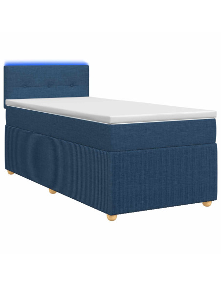 Letto box spring con materasso Blu 100 x 200 cm Tessuto
